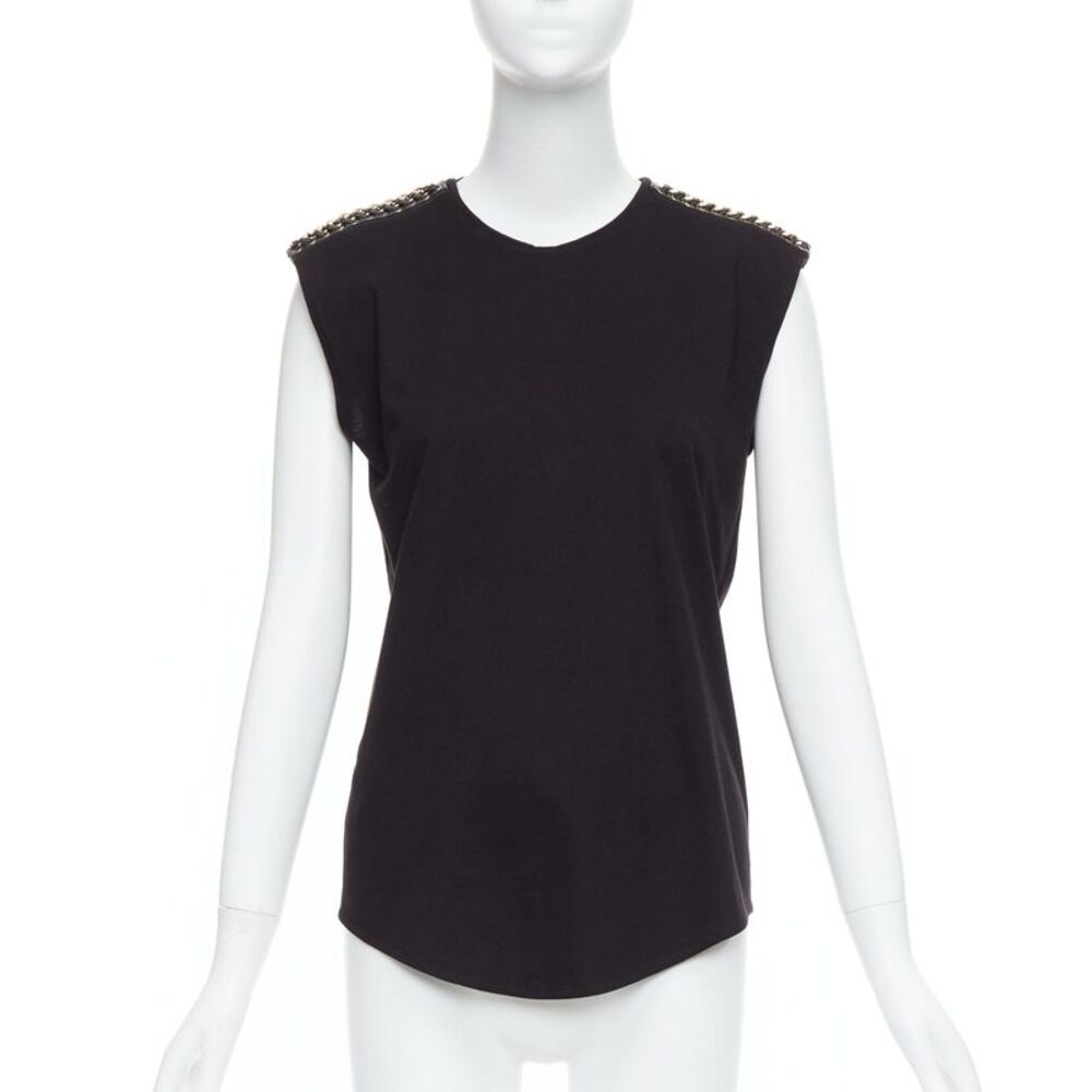 Balmain Leather Trim Tank Top
